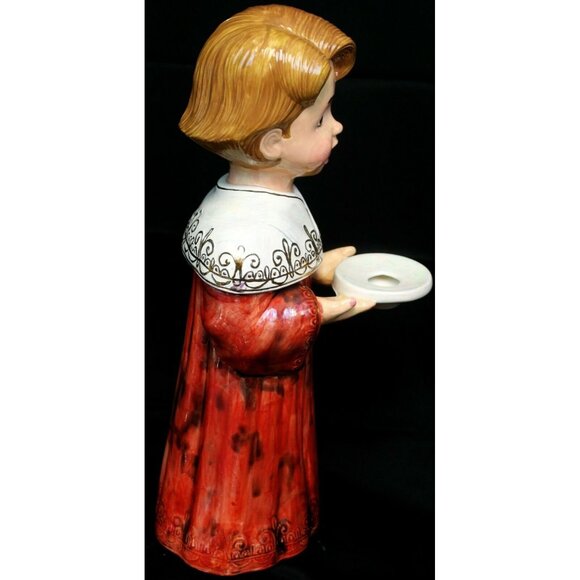 17" Hand Painted Ceramic Large Choir Boy Candle Holder Signed 2004 Christmas - Picture 6 of 12
